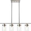 6 Light Pendant Lights Kitchen Island,Brushed Nickel Farmhouse Island Lighting Fixture Clear Glass Shade Pendant Lighting for Living Room Hallway Bedroom Dining Hall Office Bar