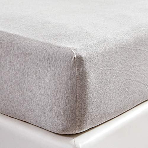 PURE ERA Jersey Knit Cotton Fitted Bottom Sheet ONLY (No Flat Sheet or Pillow Cases) Deep Pocket Up to 15" to 20" Ultra Soft Comfy Breathable White King