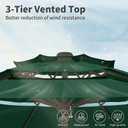Patio Kingdom 10FT Patio Umbrella 3 Tiers Outdoor Market Umbrella w/Push Button Tilt, Crank, UV and Waterproof Table Umbrella for Garden, Pool, Backyard, Deck, Lawn, Forest Green