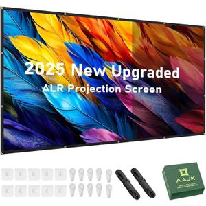 AAJK ALR Projector Screen, 4K Movie Projector Screen 16:9 HD Foldable Anti-Crease Portable Projector, Movies Screen for Home Theater Outdoor Indoor Support (120in Pro)