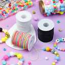 2 Rolls FIVEIZERO White Elastic Bracelet String Total 330 Feet,1mm,1.2mm,1.5mm Elastic Cord for Beading Stretchy String with Beading Needle for Bracelets, Sewing, Necklace, Jewelry Making and Crafts
