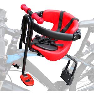 INNOLIFE Baby Bicycle Seat - Front Mounted Child Bike Seat with Handrail, Kids Bike Seat for Adult Bike (Red)