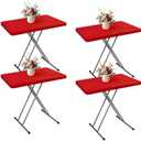 Wolkemer 4 Pack Red Fitted Tablecloth 20x30 Inch Rectangle Elastic Edges Table Cloth, Spandex Stretch Table Cover with Machine Washable Fabric for Wedding Party Picnic Dining Indoor Outdoor