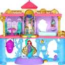 Mattel Disney Princess The Little Mermaid Toys, Ariel Doll House Stackable Castle with Land & Sea Levels, Small Doll, 1 Friend, 12 Pieces & Pool, Medium, Small
