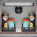 Ceetug Under Sink Organizers and Storage 2 Tier Slide Out Kitchen Cabinet Organizer Sturdy Metal Bathroom Storage (Black, 2 Pack)