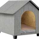 Indoor Dog House, Elevated Foldable Dog Cave Bed with Removable Plush Mat for Medium Dogs and Cats Up to 23.6 Inches Long