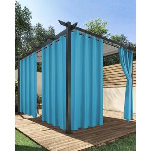 HolidayIdeas Outdoor Curtains for Patio Waterproof, 4 Panels - 54 x 84 Inch - Privacy Protection & Light Filtering Curtains Teal Grommet Outside Curtains for Porch, Gazebo, Pergola, Backyard