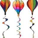 3pcs Hot Air Balloon Wind Bar Balloon Decor Rainbow Hot Air Balloon Outdoor Toy Wedding Decor Outdoor Solar Lights Decorative Hanging Wind Spinners to Rotate Sequins PVC Wind Mill (130.00X42.00X27.00CM)