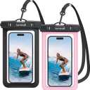 Lamicall 2Packs Waterproof Beach Bags, Vacation Essentials for Wemen Men, for Mother Mom, Birthday Gift Cruise Essentials 2025 2026, Travel Beach Ship Accessories, Cute Pink Accessories, Pink&Black