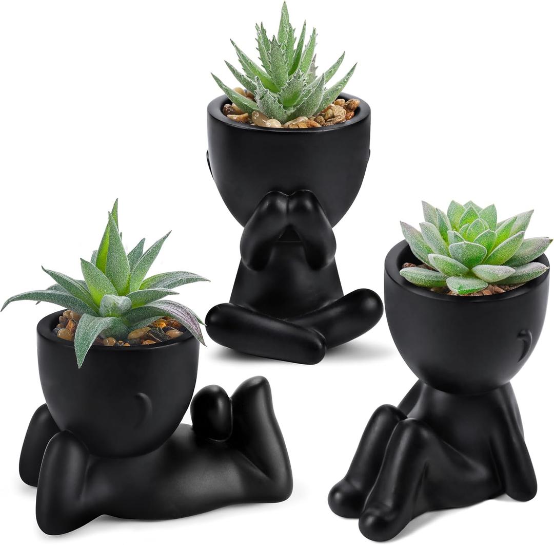 Der Rose 3pcs Fake Succulents Plants Artificial for Black Bathroom Bedroom Home Living Room Halloween Decor Aesthetic Indoor Der Rose 3pcs Fake Succulents Plants Artificial for Black Bathroom Bedroom Home Living Room Halloween Decor Aesthetic Indoor