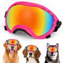 Dog Goggles,UV Protection Dog Sunglasses for Medium-Large Breed,Dogs Eye Protection with Adjustable Strap (Pink)