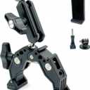 Super Clamp with 3 360 Dual Ballhead Magic Arm, Cold Shoe 1/4 Threads Mount Adapter for Phone Action Camera Desk Tripod, Tube, Gimbal, Crossbar, Compatible with SmallRig, GoPro, DJI ST83, 13-65MM