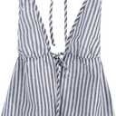 SweatyRocks Women's Sexy Striped Tie Front Halter Tops Sleeveless Drawstring Summer Cami Tops (Light Grey), Small