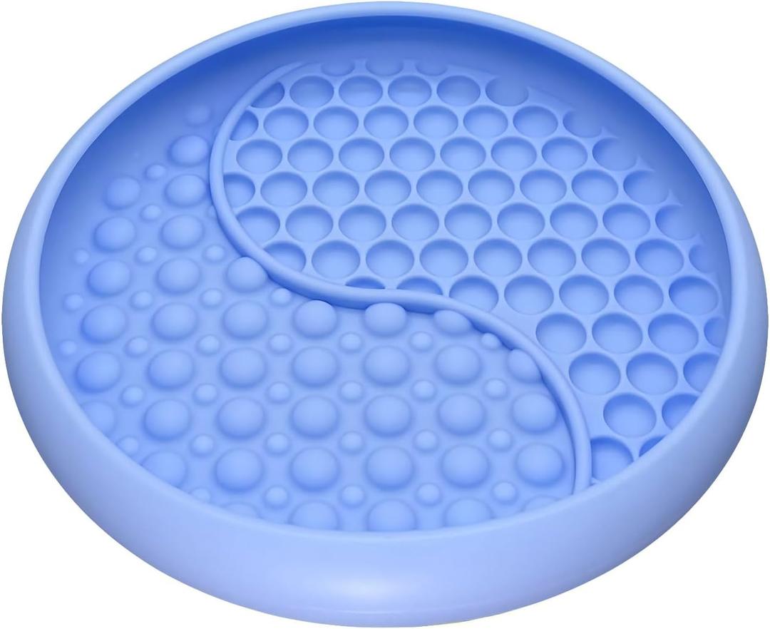 Lick Mat for Dogs, Silicone Slow Feeder Licking Mat with Non-Slip Suction Cups, Freeze-Friendly Lick Bowl for Enrichment Play, Anxiety Relief & Keeps Busy (8.0" x 1.4" Light Blue)