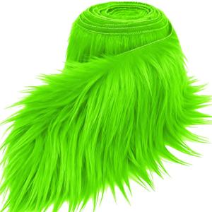 Fluorescent Green 2x60Inch Faux Fur Shaggy Plush Faux Fur, Fabric Precut Strips Fluffy Fuzzy Faux Fur, Craft Beard Hair, Beard Miniature Dolls Rugs Mats Gift, Winter Halloween Christmas Costume Decor