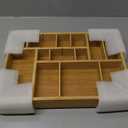 Juvale Bamboo Drawer Organizer Tray with 8 Adjustable Dividers for Kitchen Utensils, Cutlery (14 x 10 x 2 In)