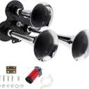 Truck Horn for Pickup, 12V Super Loud Train Horn for Truck, Triple Trumpet Air Horns with Compressor for Vehicles Trucks Pickup Trains Cars Boats