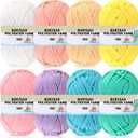 Buryeah Pastel Rainbow 8 Packs Crochet Yarn Knitting Bundle Beginner Acrylic Thread Fluffy Hand Tube Polyester Yarn Needles Bulky Kit Variety Pack 726 Yards for Weaving Crafts DIY Project Beginner