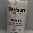 Bedsure Quilts Queen Size - Ultra Soft Queen Quilt Bedding Set for Modern Farmhouse Bedroom Decor, Lightweight All-Season Comforter with 2 Pillow Shams, Natural Summer Bedspread Coverlet 90x96 Inch (08 - Natural - Clover)