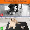 XXXXL Largest Pet Food Mat, 51.2"x25.6"(130cmx65cm) Silicone Dog Mats for Food and Water, Nonslip Pet Feeding Mats for Floors,Dog Cat Bowl Mat with Raised Edges, Light Gray