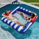 Funscape Large Inflatable Pool Floats, Water Floating Hammock Tanning Pool Lounger for Adult, 76" x 67" Sun Bathing Tan Bed, Swimming Water Raft Floatie W/Mesh Mat, Summer Beach Lake Party Gift Blue