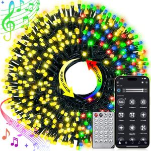 Smart Christmas Tree Lights Indoor Outdoor, 72 ft 220 LED Warm White to Multicolor Musical Christmas Lights with Remote, Connectable Waterproof Twinkle String Lights for Xmas House Decor