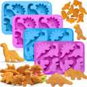 Palksky Dinosaur Molds Silicone, 4 Pcs Dinosaur Chicken Nuggets Molds, Dino Molds for Popsicle, Chocolate Candy Making