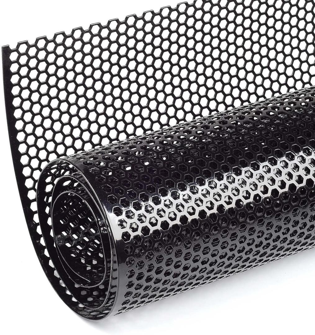 AggAuto Universal 40"x13" Car Grill Mesh - Aluminum Alloy Automotive Grille Insert Bumper Honeycomb Hole 6mm Spacing 2mm, One of the Most Multifunctional Shape Grids 100x33cm Black (6x2mm Honeycomb - Black)