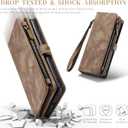 Asuwish Phone Case for Samsung Galaxy S24 5G Zipper Wallet Magnetic Detachable Cover with Tempered Glass Screen Protector and PU Leather Flip Card Holder Cell Accessories S 24 24S G5 Women Men Brown