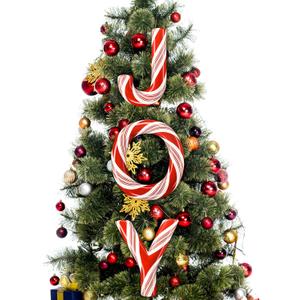 Spiareal Large Peppermint Ornaments 14 Inch Christmas Tree Candy Cane Decorations Joy Red and White Stripe Hanging Ornament Gift for Holiday Xmas Party Decoration(Red White Stripe Without Pine Cones)