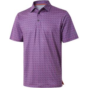 Golf Shirts for Men Dry Fit Short Sleeve Print Performance Moisture Wicking Polo Shirt, 5XL