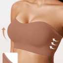 LetsJoli Push Up Strapless Bras for Women Supportive Bandeau Bra Non Slip Wireless No Underwire Padded Tube Bra (Beige, M)