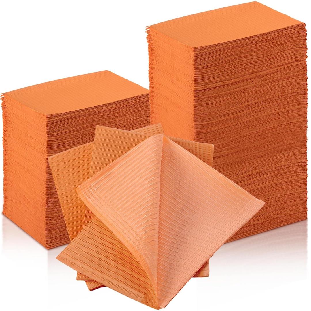 Newwiee 750 Pcs Disposable Dental Bibs Bulk Waterproof Tattoo Sheet Patients for Lash Nail Art Tray Cover 13 x 18 (Apricot)