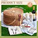 Willinglong Heart Picnic Basket with 2 Person Tableware Set Wicker Picnic Basket Couple Gift for Camping Beach Wedding Party Birthday Outdoor Antique White
