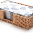 Rattan Napkin Holder Rectangle, 9.5" x 5.5" x 2", Wicker Napkin Tray, Woven Guest Towel Holder for Restaurant/Kitchen/Bathroom Paper Towels for Guests