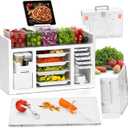 Meal Prep Kitchen Station - Food Prep Station, Outdoor Mobile Barbecue Portable Camping Kitchen Box Prep Station
