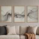 Aurlan Large Neutral Abstract Framed Canvas Wall Art Set-24"x36"x3