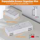 3 Tier Drawer Organizer - Expandable Junk Drawer Organizer Smart Office Supply Organizer, Folding Drawer Storage Multi-level Desk Organizer for Makeup,Jewelry,Kitchen Storage (1 Row 3 Tier, White)