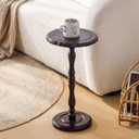 100% Solid Wood Round Side Table, Small Drink Table for Small Spaces, Modern End Table Accent Nightstand for Bedroom, Living Room, Corners and Office, Brown, High: 22.4"