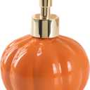 Pumpkin Shaped Ceramic Soap Dispenser, Refillable Lotion Soap Bottle, Pumpkin Decoration Bathroom Accessories, Orange Bathroom Fall Decor,Bathroom Organizer for Countertop (Orange)