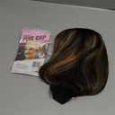 CLIONE Short Bob Wig with Bangs Human Hair 12 Inch Honey Blonde Highlight Wig 2.5x1 HD Lace Layered Cut Bob Wig 180% Density Ready to Go Glueless Wig Human Hair Short Bob Wigs for Black Women