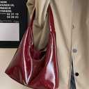Women Tote Bags Soft Satchel Handbags PU Leather Tote Shoulder Bag Ladies Work Dating 2024 (Wine Red)