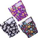 CuteBone Washable Halloween Dog Diapers Female No Tail Hole 3 Pack Reusable Doggie Period Training Pants for Docked-Tail Frenchie French Bulldog Boston Terrier Without Tail WWD09M Medium