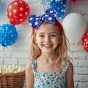 Baby Girl Bows Newborn Headband 0-6 Months Infant Big Bows for Birthday/Baby Shower/Photography/Baby Gifts (Blue Star & Heart Flag)