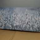 NINEASO Abstract Flower Wall Art - Elegant Translucent White Wildflowers Pictures Botanical Wall Decor Grey Blue Green Bloom Painting Prints Artwork for Living Room Bedroom Home Office 24" x 48"