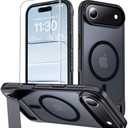 Pack of 2 MOZOTER for iPhone Air Case with Kickstand,[Compatible with MagSafe] [12FT Military Grade Protection] Slim Translucent Matte Shockproof Phone Case,6.5",Black