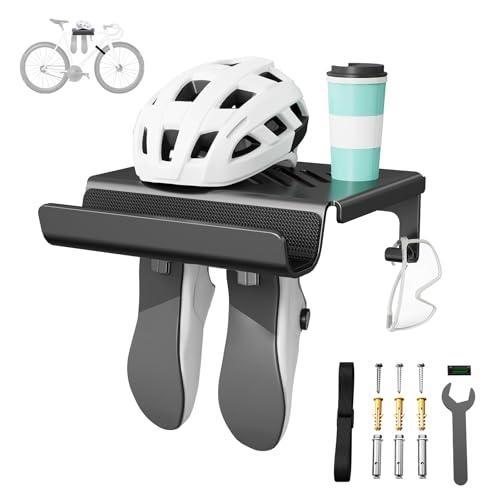 Bike Wall Mount Rack Indoor Bike Storage Garage Bike Rack Wall Mount with Shelf and Hooks Store Your Helmet and Shoes for a Single Road, Mountain or Other Bicycle (Universal Size)