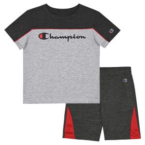 Champion Boys Short Set 2 Piece Active Clothing Set for Toddlers Short Sleeve Tee and Pull on Short for Kids (Blue)