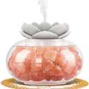 Oil Diffuser Salt Lamp Diffuser: YeeQue Aromatherapy Diffusers for Home Bedroom Office, Himalayan Pink Crystal, Cute Lotus, Auto Shut-Off, 7 Colors LED Night Light, Yee0530 (White)
