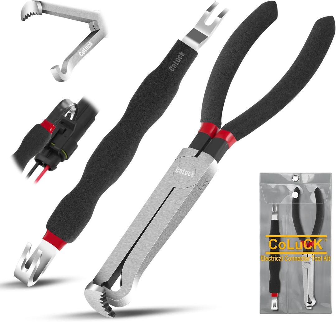 Electrical Disconnect Pliers 37960, Connector Separator 13120, Automotive Electrical Connector,Plug Pliers,Terminal Removal Tool,Fuel Line Petrol Clip Pipe & Hose Disconnect Tools (Straight, Black)